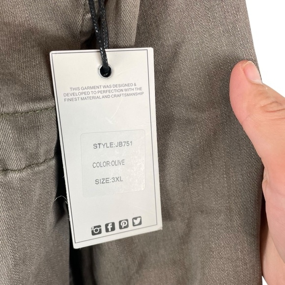 Judy Blue Olive Green Utility Jacket 3XL Cotton Blend Button Front Pockets NWT - Picture 4 of 7